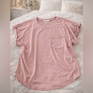 Cable & Gauge Mauve Short Sleeve Top with Pocket